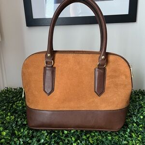 SOLD: Sophisticated Brown Suede and Leather Handbag